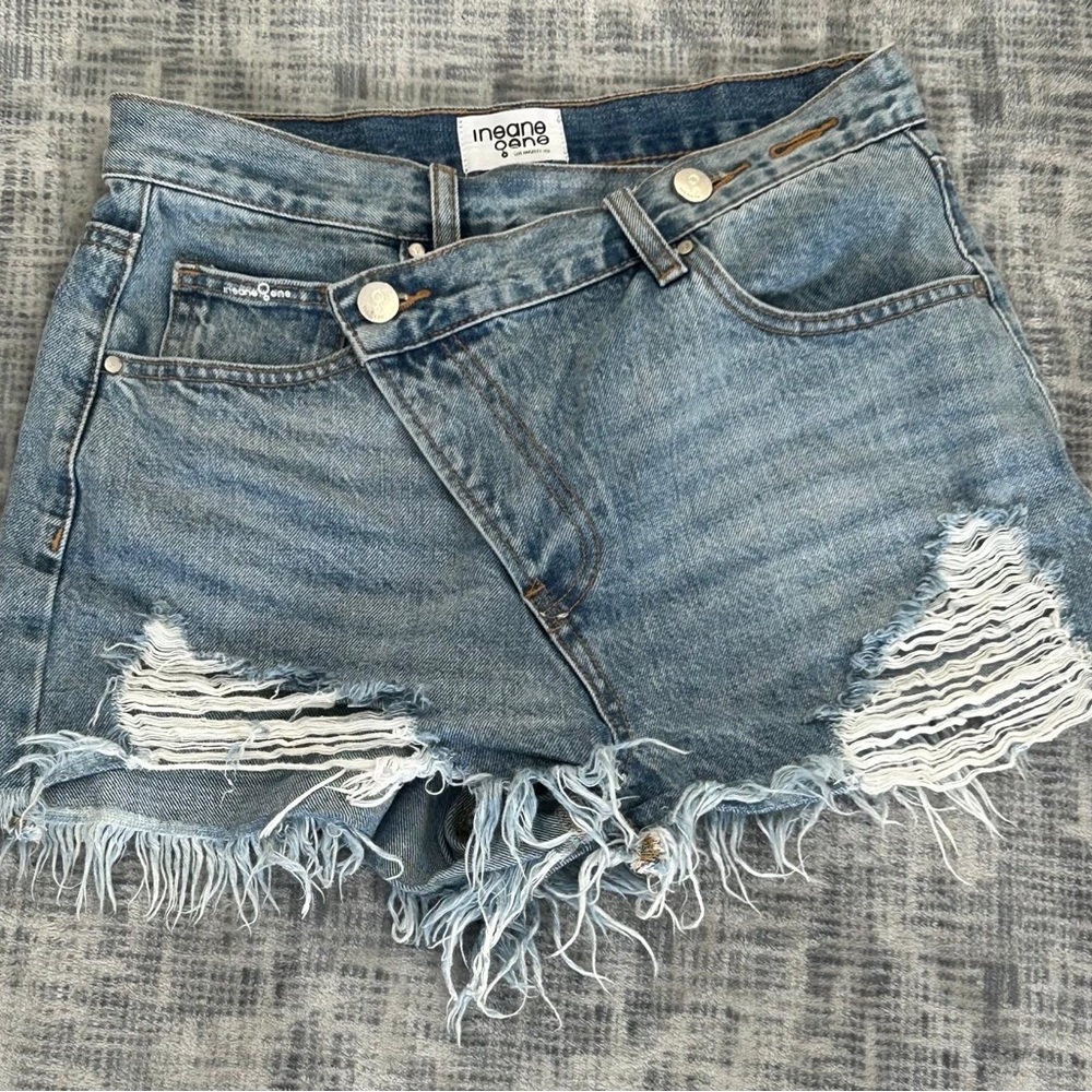 Ingenue Game Women's Blue Ripped Jean Shorts